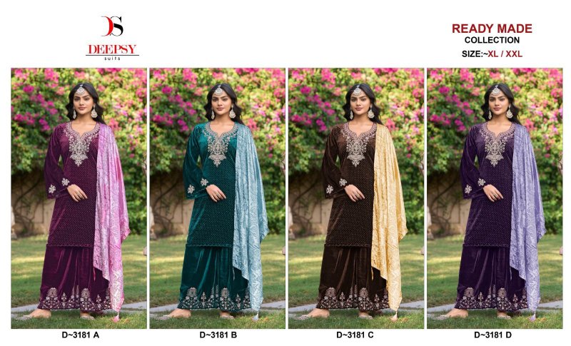 D 3181 A To D By Deepsy Velvet Readymade Pakistani Suits